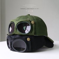 Vintage – Style Baseball Cap With Goggles – Retro Pilot Hat For Outdoor, Cosplay, Fashion