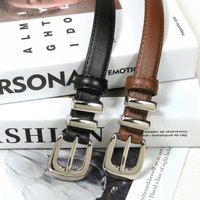 Small Vintage Pin Buckle Simple Genuine Leather Decorative Thin Belt Versatile Design Sense