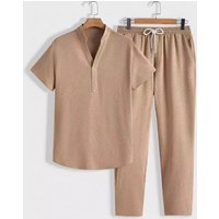 Men's Clothing Casual Sports Suits Short Sleeved Trousers Solid Color Trend T-shirt Sets