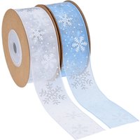 Christmas Snowflake Wired Ribbon, Edge Ribbon for Tree Gift Wrapping Bow, DIY Craft, 2.5cm