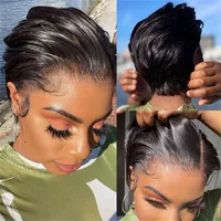 Short Bob Pixie Cut Human Hair Wig 13×4 Lace Fronta for Women Highlighted Straight Wig