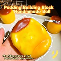 Handmade Crispy Pudding Shape Crackle Squeeze Toy Crunchy Filler Inside Squishy Ball Anti anxiety Stress Relief Fidget Toy