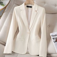 Women's Clothing Women's Off White Sophisticated Casual Blazer Korean Style Fitted Waist Blazer For Autumn For Formal & Casual