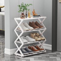 Family Organizer X-Shaped Shoe Rack With Dust Cover Steel Pipe Shoe Organizer Easy Assembly