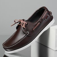 Plus Casual Shoes Sailboat Style Trendy Driving Leather Slip On Rubber Sole Versatile Footwear