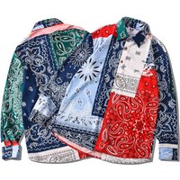 clothing Autumn winter street casual retro ethnic style print couples loose lapel versatile long sleeved shirt