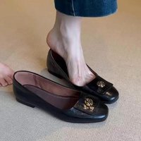 2025 New French Camellia Simple One Step Mary Jane For Women's Shallow Mouth Flat Single Shoes