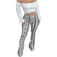 hot selling Women Flared Bell Bottoms Floral Boho High Waisted Fit Flare Leggings Stretchy Bootcut Yoga Hippie Pants