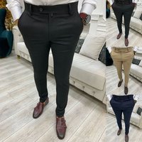Spring Summer Casual Pants Solid Social Stretch Trousers Mid Waist Skinny Business Office Working Party Male Suit Pants Autumn