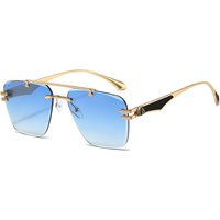 New style frameless sunglasses with gradient shades, metallic texture, painted sunshades