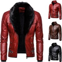" PU Leather Jacket Faux Fur Collar – Slim Fit Zip Up Biker Style Coat Casual & Streetwear"