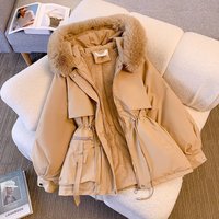 Clothing Winter Cotton Clothes Fashion Waist Cotton Padded Jacket Short Style Plus Velvet Thickened Parka Quilted Jacket