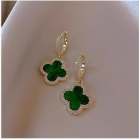 2 S925 Needle Four Leaf Clover Light Luxury High End Trendy Studs Vintage Temperament Niche Earrings Wholesale ! !