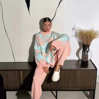 Clothing casual warm suits high end spring contrast sweater straight trousers two piece suit inner wear