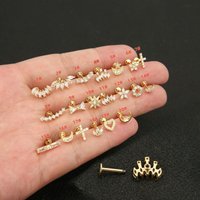 Copper Rod Micro Inlaid Zircon Crown Ear Bone Studs Love Moon Personality Fashion Earrings Pierced Nose Jewelry