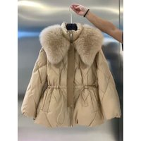 Fashionable large fur collar stand up collar, waist up, slimming down, down for women’s 2023 winter wear, new diamond