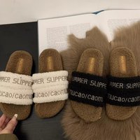Slip on non slip fur shoes outerwear 2023 autumn winter style plus velvet lamb wool thick soled slippers factory direct sales