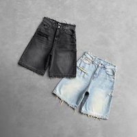 Men's Clothing Gothic Style Black Punk Washed Denim Shorts Men's Summer Street Hip Hop Ripped Y2k Shorts