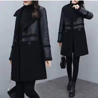 fashion fur one velvet thick suit collar wear loose plus fat plus leather coat on both sides