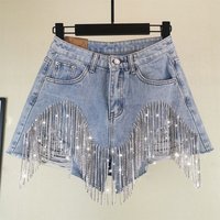 Clothing Fashion Shorts Ripped Tassel Chain Sexy Denim Shorts