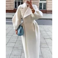 Women'S autumn and winter retro palace style lantern sleeves large lapel woolen jacket long coat