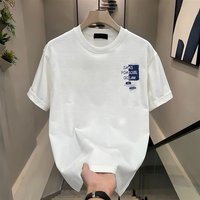 Men's clothing creative printed cotton short-sleeved T-shirt men 2024 new summer black round neck half-sleeved T-shirt men's bottoming shirt