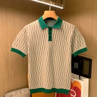 Clothing Light Luxury Polo Shirt Summer Thin Ice Silk High End Grid Pattern Contrast Short Sleeved T Shirt