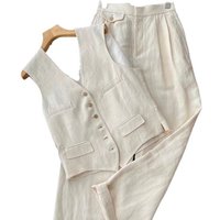 Summer Korean Style Fashion Elegant Two Piece Set Trendy Design Vest Wide Leg Pants Instagram