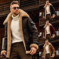 large frosted velvet plain composite leather jacket thick coat woolen coat