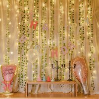 creeper vine light string maple leaf green rattan light LED simulation flower light string green plant atmosphere indoor and outdoor lighting