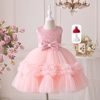Kid's Clothing Summer new bow princess dress baby bridesmaid dress skirt sequins fluffy mesh girl dress