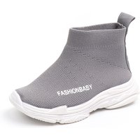 Children's Socks Shoes Boys And Girls Fly Woven Breathable Mesh Sneakers High Top Elastic Shoes