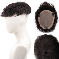 Wig Piece For Men One Piece Three Card Real Hair Replacement Piece Wig Piece 18*16cm Breathable Inner