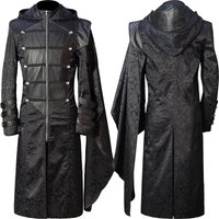 Wan Christmas European American Steam Retro Uniform Stand Collar Leather Punk Gothic Cape