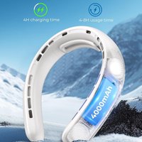4-Motor Bladeless Neck Fan – USB Rechargeable, Ultra-Quiet & Portable For Outdoor/Travel (Lightweight, Hands-Free Cooling)