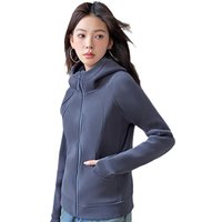  Fleece Hooded Zip Up Sweatshirt Soft Sherpa Lined Winter Jacket Slim Fit Cropped Pullover Half High Neck Petite & Regular Sizes