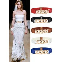Belts Gold Chain Belt Elastic Sier Metal Waist For Women Ceiture Femme Stretch Cummerbunds Ladies Coat Waistband