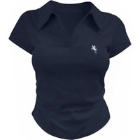 Slim Fit Polo Shirt Short Sleeve Breathable Stylish Embroidered Knight Design