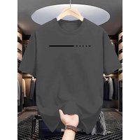 100% Pure Cotton Men's Summer Fashion Short Sleeved Dream Letter Pattern Printed Casual Slim Fit Versatile T-shirt Top
