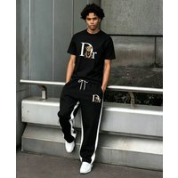 DR BEAR Cross Border Style Casual Suit 2026 Set Sweatpants American High Street Style Drawstring Patchwork Sports Pants