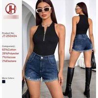 High Waist Distressed Denim Shorts – Vintage Faded Stretch Jeans Shorts Slim Fit Casual Summer Hot Pants