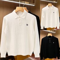 Men's Old Fashioned Business Style Polo Shirt Cable Knit Sweater High End Autumn Winter Fashion Men's Clothing