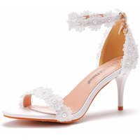 Shoes 7cm elegant one strap shallow mouth stiletto sandals lace wedding shoes stiletto beaded small summer sandals