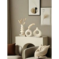 3pc Milky White Artistic Vase Is Suitable For Living Room, Dining Room, Study Desk, Multi-scene Ornaments, Flower Arrangement, Vase