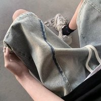 Washed and distressed denim shorts men's summer 2023 new American retro handsome pants straight loose shorts
