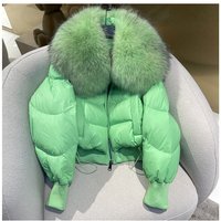 Women's Clothing fashion short down jacket women's high end women's 90 white duck down fox fur collar