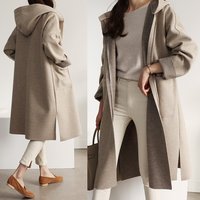 Korean Style Simple Loose fitting Wool Coat Slimming Hooded Plus Jacket