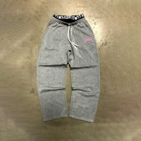Y2K Logo Print Joggers Streetwear Relaxed Fit Pants Double Waistband & Minimalist Branding