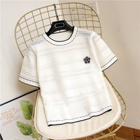 Clothing Round Neck Short Sleeved T Shirt Female Summer Knitted Sweater Loose Slim Temperament Top