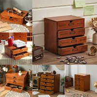 1 5 Tier Wooden Desktop Storage Cabinet – Purpose Organizer Jewelry Makeup Office Files Home & Desk Essential